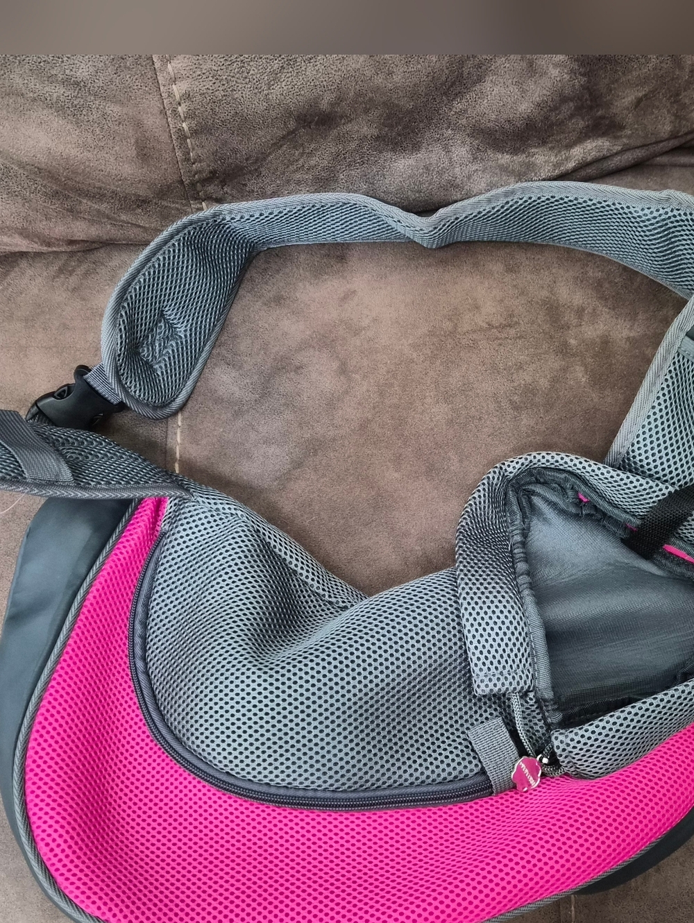Gray and Pink Small Dog Carrier